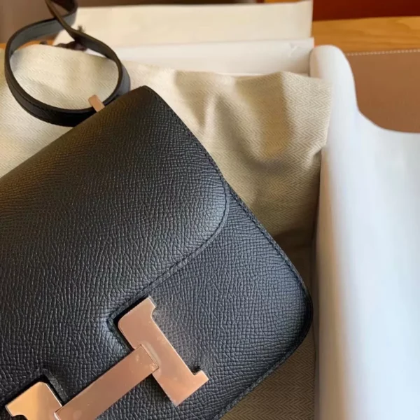 Hermès Constance Epsom Black Rose Gold Hardware 18cm Full Handmade