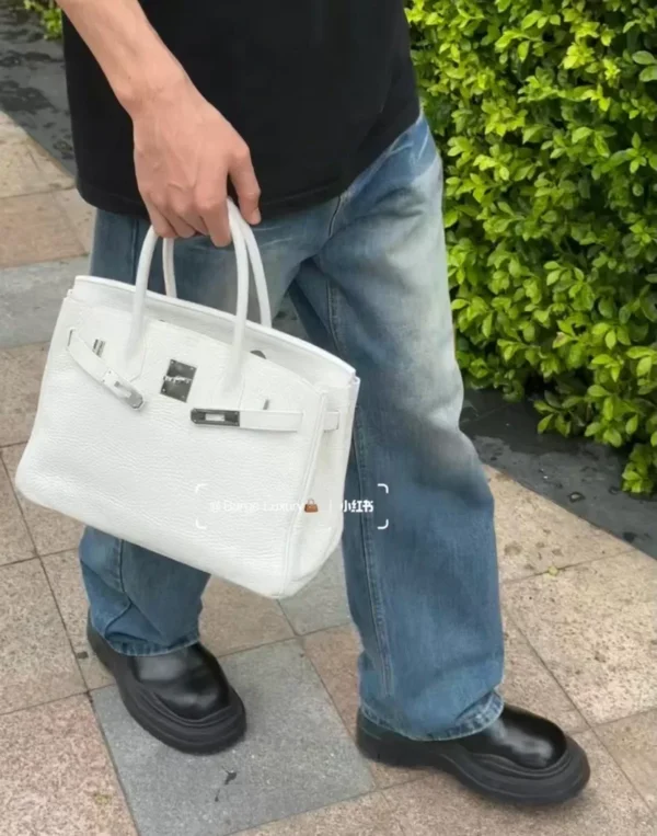Birkin Togo Pure White & Lemon yellow Silver Hardware 25cm Full Handmade