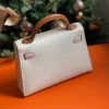 GPC Mode Mini kelly Epsom Creamy White & Purple Pink & Golden Brown Silver 19cm Hardware Full Handmade
