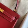 GPC Mode Kelly Box Leather 55 Bordeaux red inseam Gold Hardware 25cm Full Handmade