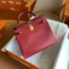 GPC Mode Kelly Box Leather 55 Bordeaux red inseam Gold Hardware 25cm Full Handmade