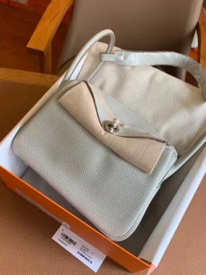 GPC Mode Lindy TC Leather 80 Pearl grey Silver Hardware 26cm Full Handmade