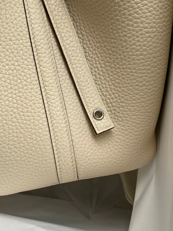 GPC Mode Picotin TC Leather Creamy White Silver Hardware 18cm Full Handmade