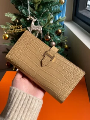 GPC Mode Bearn Wallet Matte Alligator crocodile Tea Khaki Gold Hardware 17.5cm Full Handmade