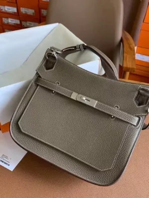 GPC Mode Jypsiere TC Leather Etoupe Grey Silver Hardware 28cm Full Handmade
