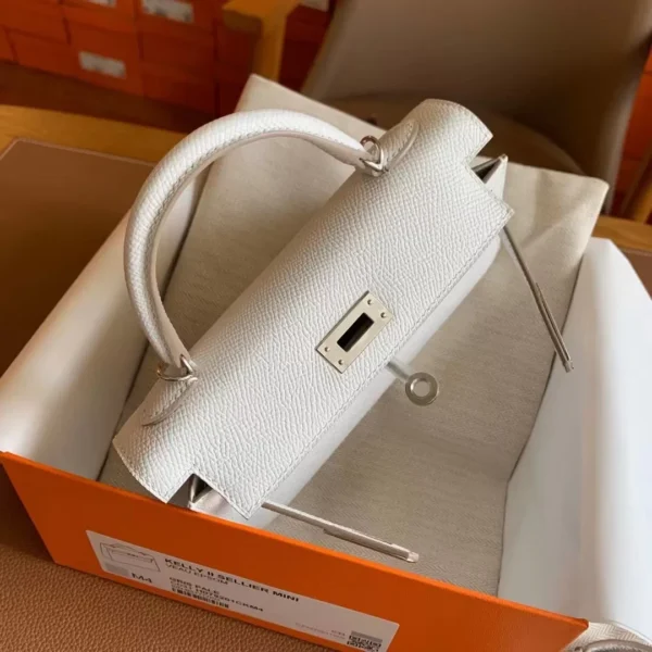GPC Mode mini Kelly Epsom M4 offwhite creamy White Silver Hardware 19cm Full Handmade