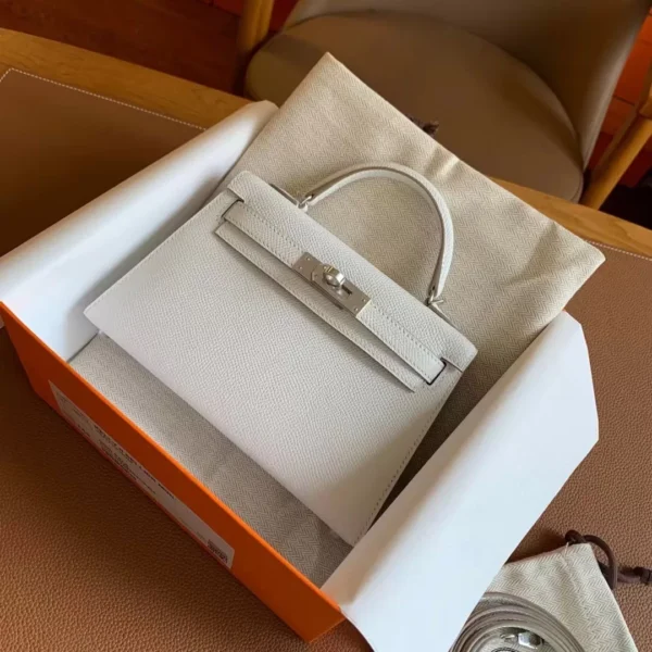 GPC Mode mini Kelly Epsom M4 offwhite creamy White Silver Hardware 19cm Full Handmade