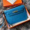 GPC Mode kelly depeches Epsom New Denim blue Silver Hardware 25cm Full Handmade
