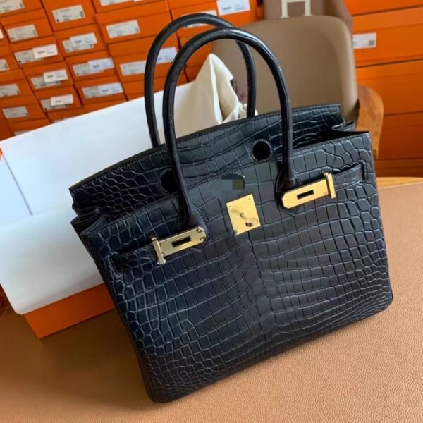 GPC Geta bag Birkin Matte Niloticus crocodile Black Gold Hardware 30cm Full Handmade