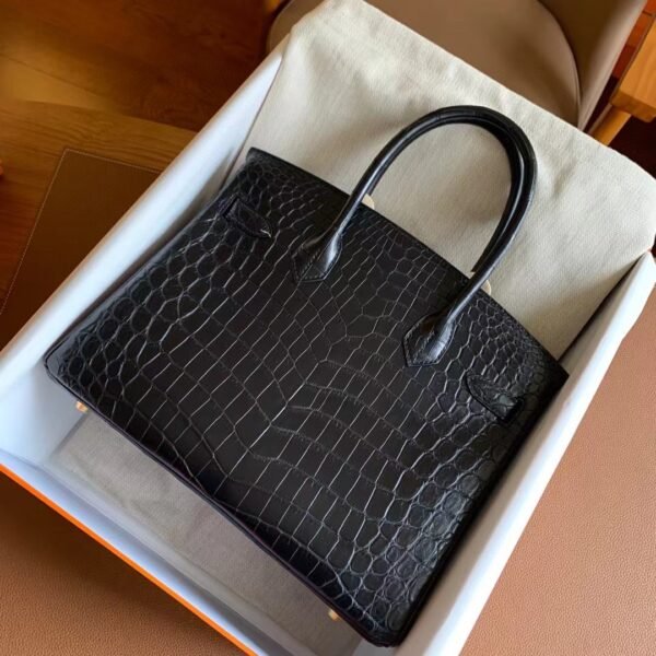 GPC Geta bag Birkin Matte Niloticus crocodile Black Gold Hardware 30cm Full Handmade