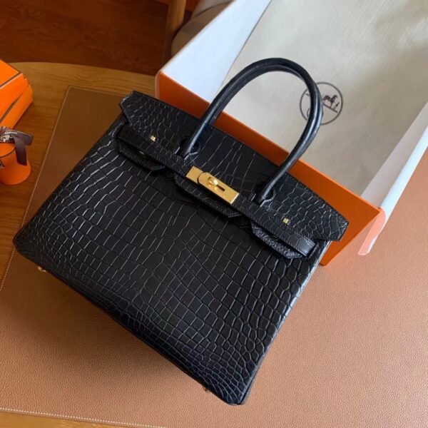 GPC Geta bag Birkin Matte Niloticus crocodile Black Gold Hardware 30cm Full Handmade