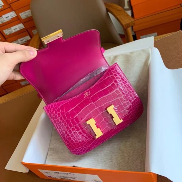GPC Geta bag Constance Shiny Alligator crocodile j5 Rose pink Gold Hardware 18cm Full Handmade