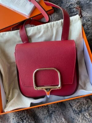 GPC Mode Della Epsom Leather Garnet red Silver Hardware 17cm Full Handmade