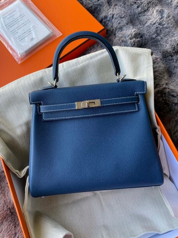GPC Mode Kelly Epsom Deep Blue Silver Hardware 25cm Full Handmade