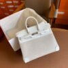 GPC Geta bag Birkin swift & Canvas Pure White Silver Hardware 25cm Full Handmade