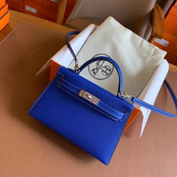 GPC Geta bag Mini Kelly Epsom i7 Azure blue Silver Hardware 19cm Full Handmade