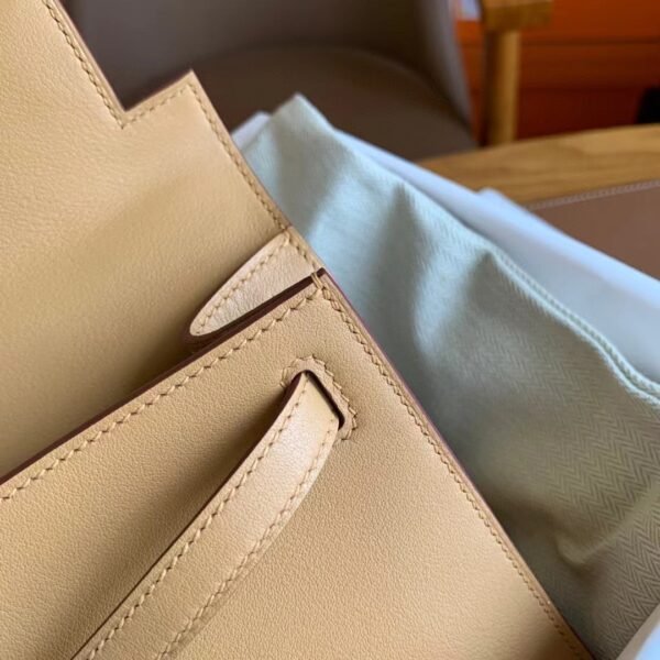 GPC Geta bag Kelly pochette swift 4B Biscuit Khaki Silver Hardware 22cm Full Handmade