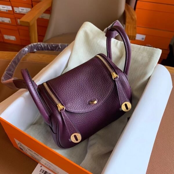 GPC Geta bag Mini lindy TC Leather Gallon purple Gold Hardware 19cm Full Handmade