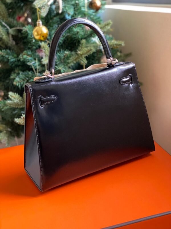 GPC Geta bag Kelly Shiny box Leather Black Silver Hardware 25cm Full Handmade