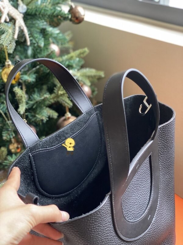 GPC Geta bag in the loop Togo Black Silver Hardware 23cm Full Handmade