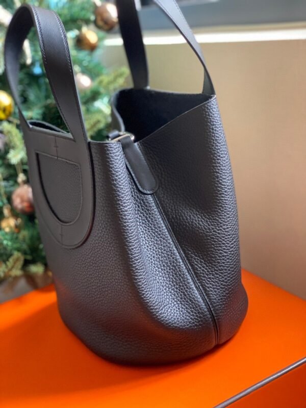 GPC Geta bag in the loop Togo Black Silver Hardware 23cm Full Handmade