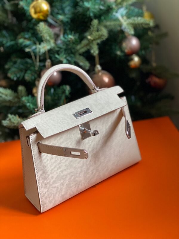 GPC Geta bag Mini kelly Epsom CK10 Craie White Silver Hardware 19cm Full Handmade