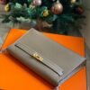 GPC Mode Kelly elan Madame Leather Etoupe Grey Gold Hardware 27cm Full Handmade