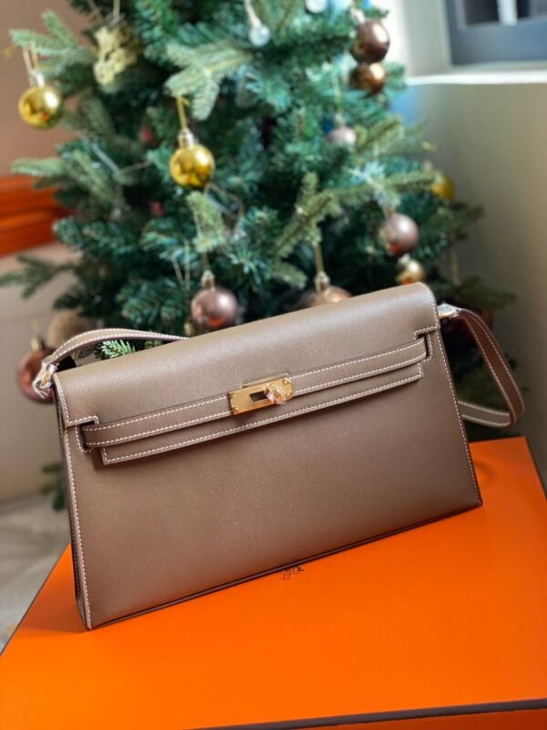 GPC Mode Kelly elan Madame Leather Etoupe Grey Gold Hardware 27cm Full Handmade