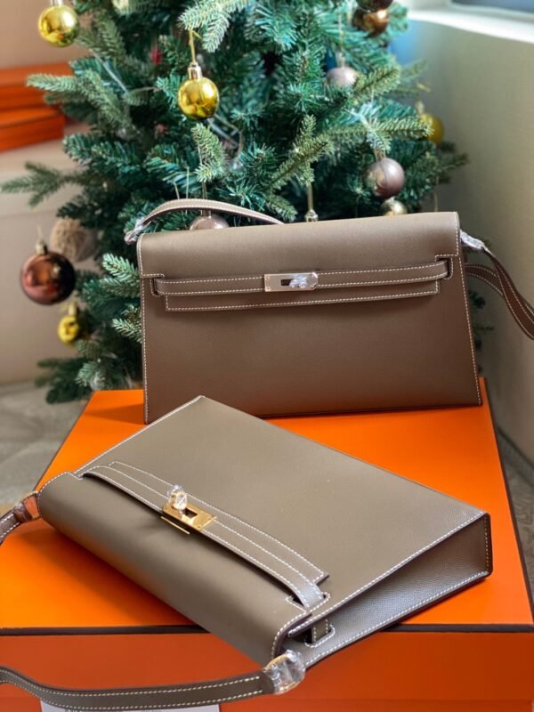 GPC Mode Kelly elan Madame Leather Etoupe Grey Gold Hardware 27cm Full Handmade