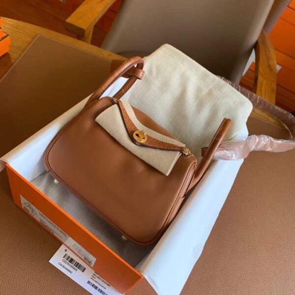 GPC Mode Mini lindy Touch Swift & crocodile Golden Brown Gold Hardware 19cm Full Handmade