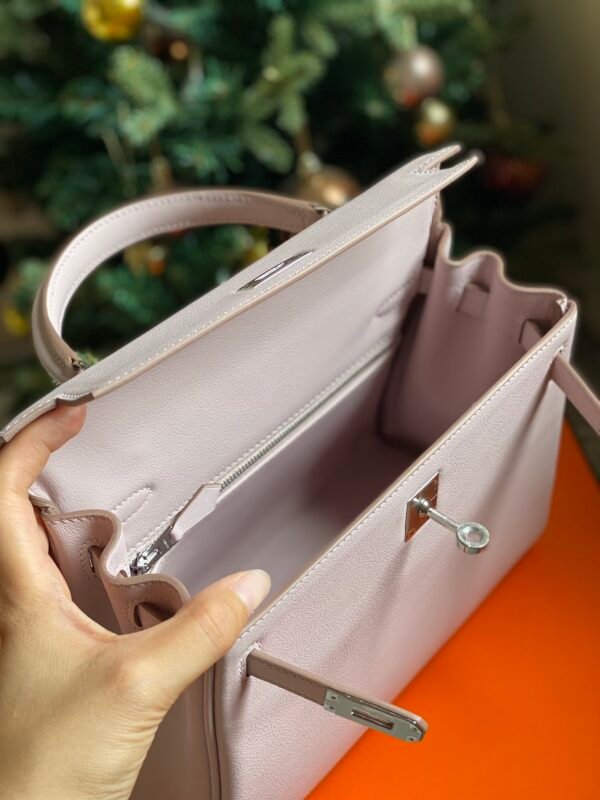 GPC Mode Kelly Swift Leather Light Purple Pink Silver Hardware 25cm Full Handmade