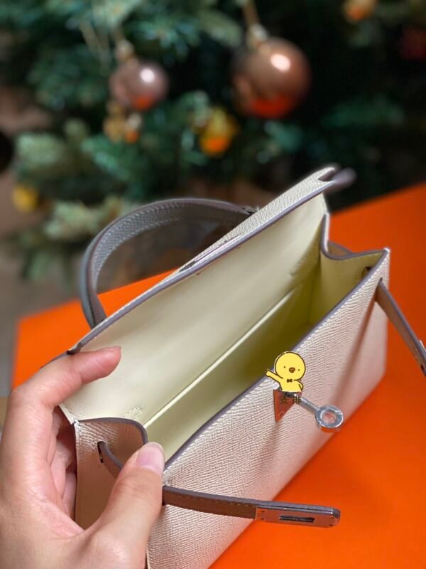 GPC Mode Mini Kelly Epsom Cream White & Tea Khaki & Grey Silver Hardware 19cm Full Handmade