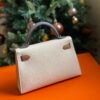 GPC Mode Mini Kelly Epsom Cream White & Tea Khaki & Grey Silver Hardware 19cm Full Handmade