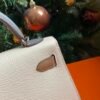 GPC Mode Mini Kelly Epsom Cream White & Tea Khaki & Grey Silver Hardware 19cm Full Handmade
