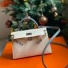 GPC Mode Mini Kelly Epsom Cream White & Tea Khaki & Grey Silver Hardware 19cm Full Handmade