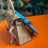 GPC Mode kelly doll Epsom 0M Tea Khaki & Sky Blue Silver Hardware 16cm Full Handmade