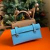 GPC Mode kelly doll Epsom 0M Tea Khaki & Sky Blue Silver Hardware 16cm Full Handmade