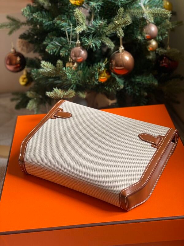 GPC Mode kelly depeches Canvas & Barenia White & Brown Silver Hardware 25cm Full Handmade