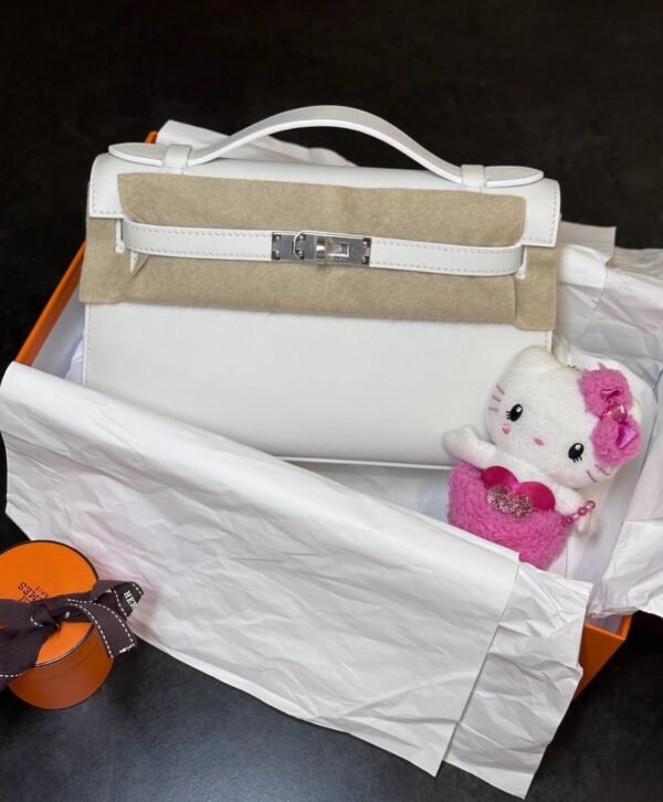 GPC Mode Mini kelly pochette Swift Pure White Silver Hardware 22cm Full Handmade