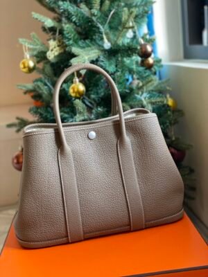 GPC Mode Garden party Togo Etoupe Grey Silver 30cm Hardware Full Handmade