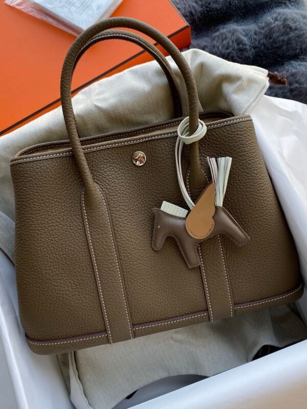 GPC Mode Garden party Togo Leather Etoupe Grey Silver 30cm Hardware Full Handmade