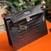 GPC Mode Kelly Danse Matte Alligator Crocodile Black Silver Hardware 22cm Full Handmade