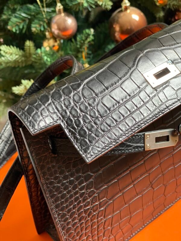 GPC Mode Kelly Danse Matte Alligator Crocodile Black Silver Hardware 22cm Full Handmade