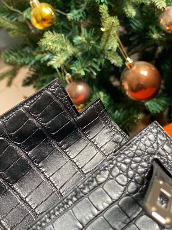 GPC Mode Kelly Danse Matte Alligator Crocodile Black Silver Hardware 22cm Full Handmade