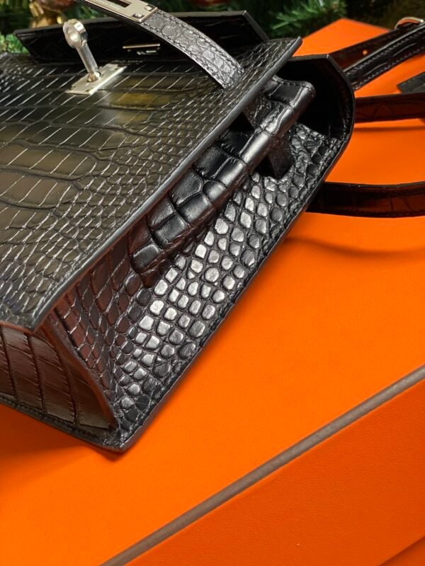 GPC Mode Kelly Danse Matte Alligator Crocodile Black Silver Hardware 22cm Full Handmade
