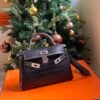 GPC Mode Mini Kelly Matte Alligator Crocodile Black Silver Hardware 19cm Full Handmade