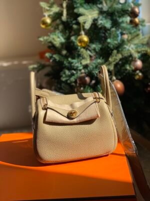 GPC Mode Mini Lindy TC Leather Khaki Gold Hardware 20cm Full Handmade