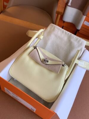 GPC Mode Mini lindy swift Leather i8 Light Yellow Silver Hardware 19cm Full Handmade