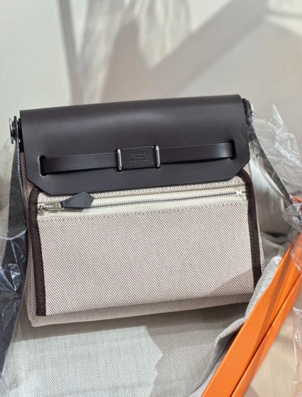 GPC Mode Mini herbag Canvas & Leather ebony & White Silver Hardward 20cm Full Handmade