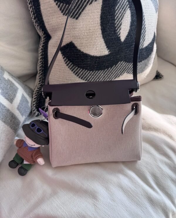 GPC Mode Mini herbag Canvas & Leather ebony & White Silver Hardward 20cm Full Handmade